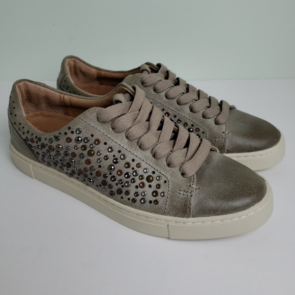 Frye Ivy Deco Studd Low Lace Leather Sneaker Sz 7.5 - Picture 2 of 8